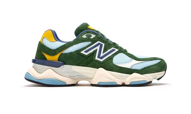 new balance green suede sneaker