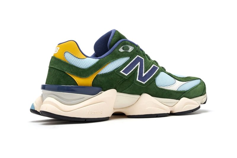 new balance green suede sneaker
