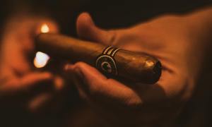 Hand holding a cigar