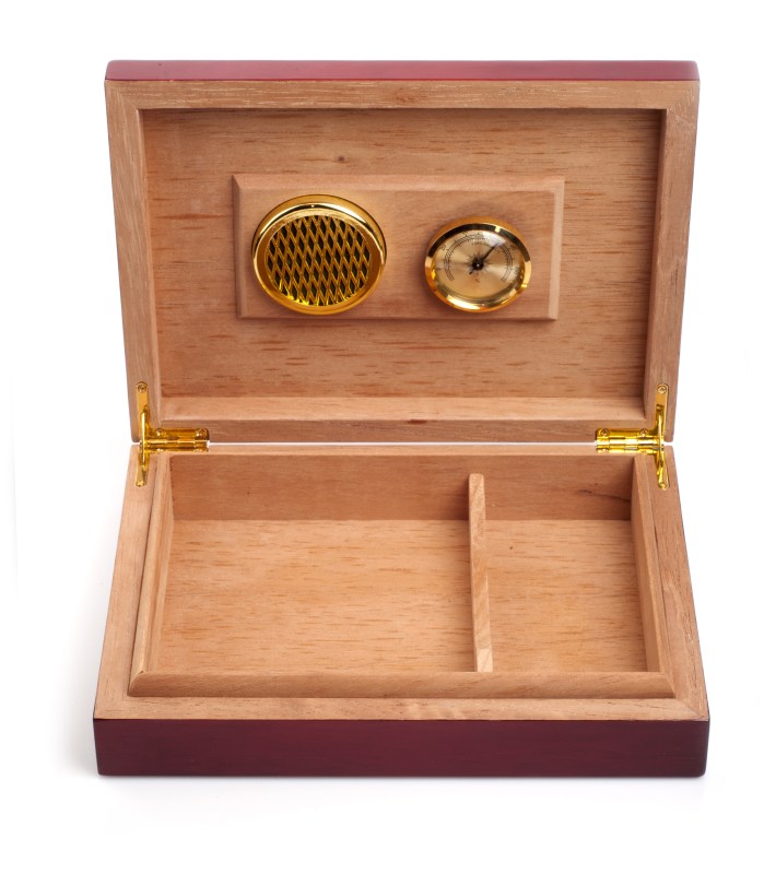 an opened empty humidor