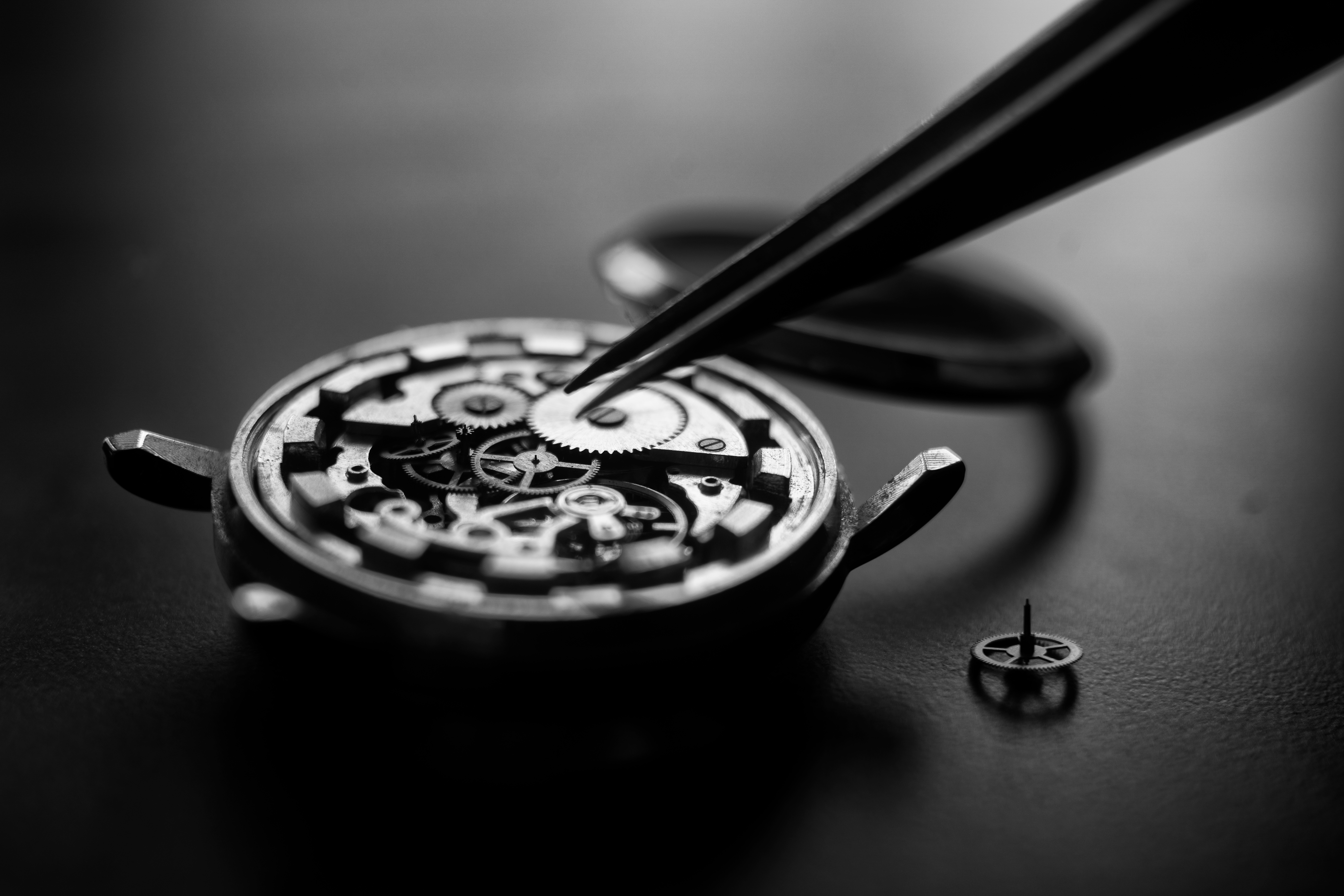 Watchmaker's workshop. Mechanical watch repair. 