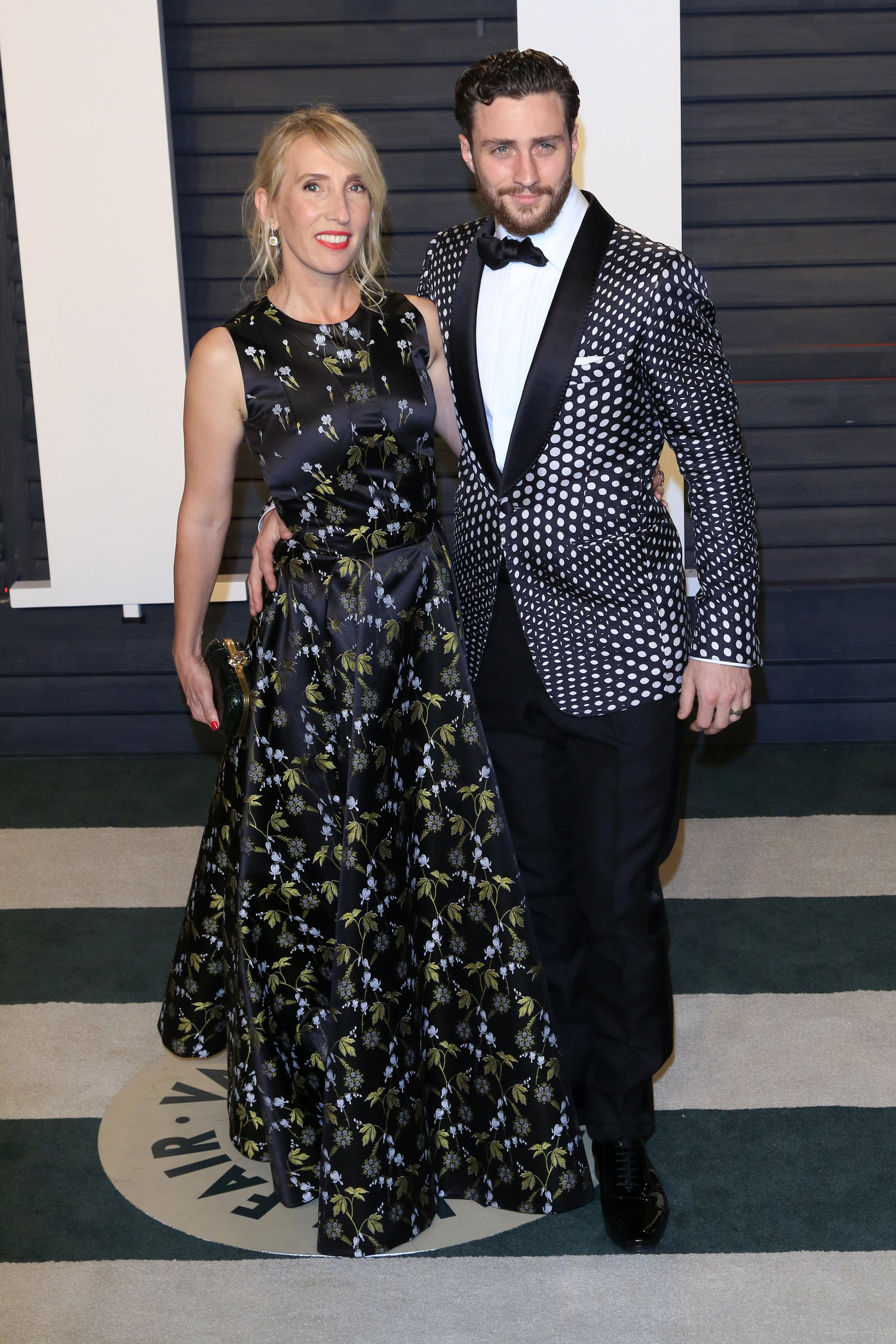Sam Taylor-Johnson, Aaron Taylor-Johnson at the 2016 Vanity Fair Oscar Party at the Wallis Annenberg Center for the Performing Arts.