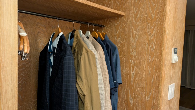Clothes hanging in closet