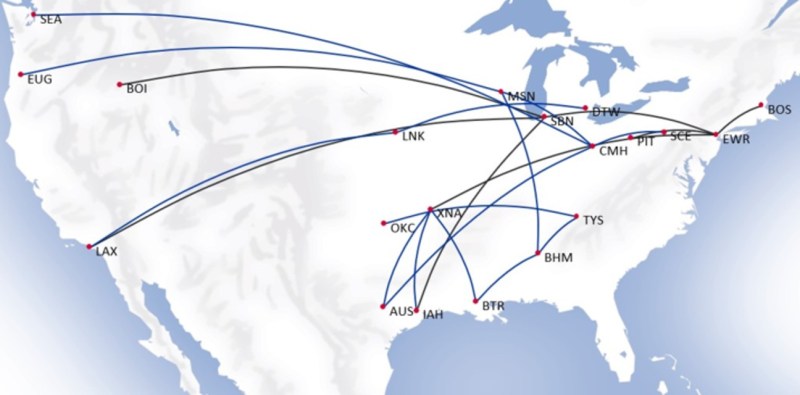 United CFB route map