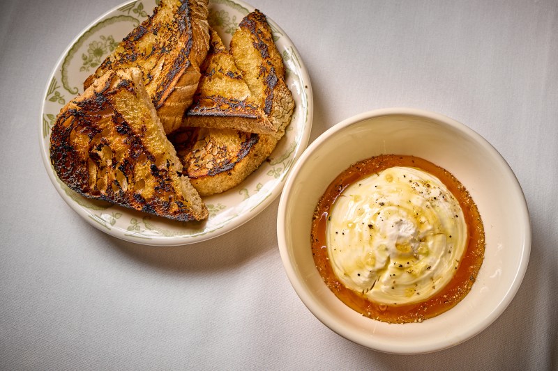 grilled bread with ricotta at OPTO