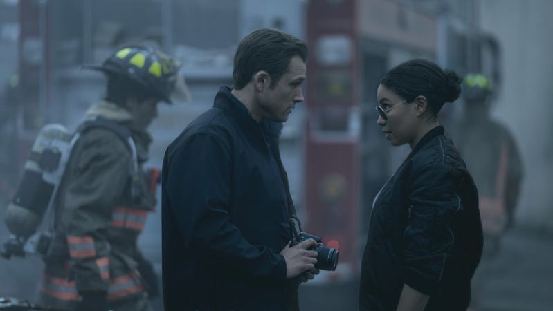 Taron Egerton and Jurnee Smollett in Smoke