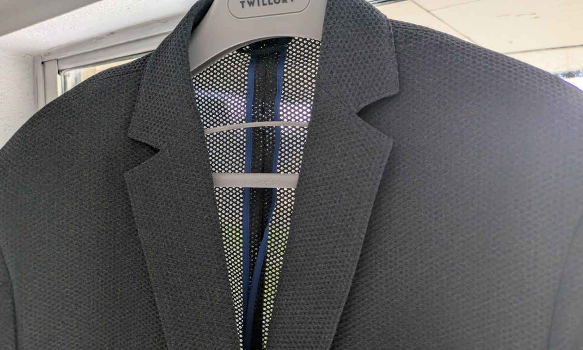 Twillory suit jacket in sunlight