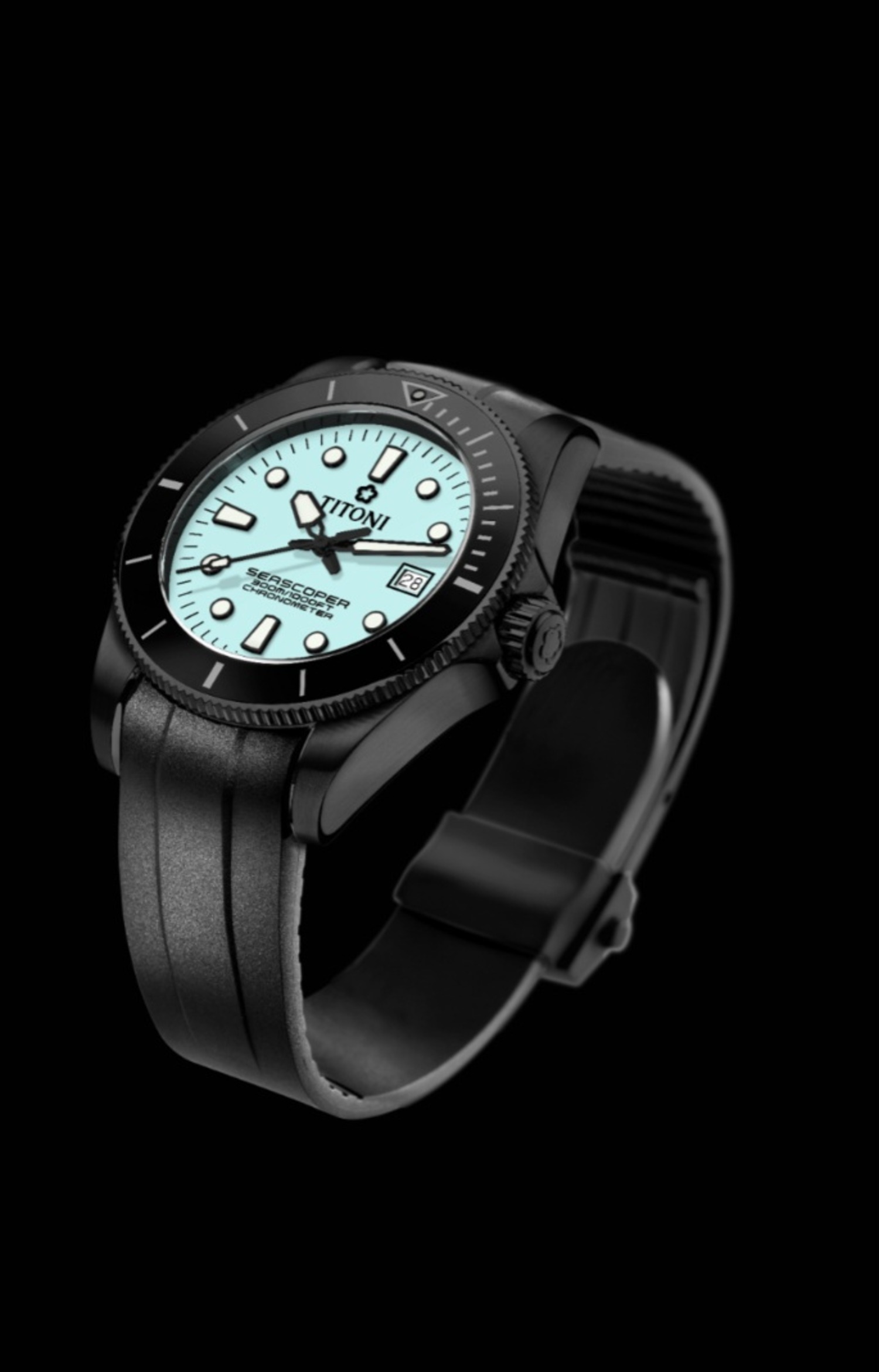 The Seascoper 300, a COSC-certified chronometer, side view