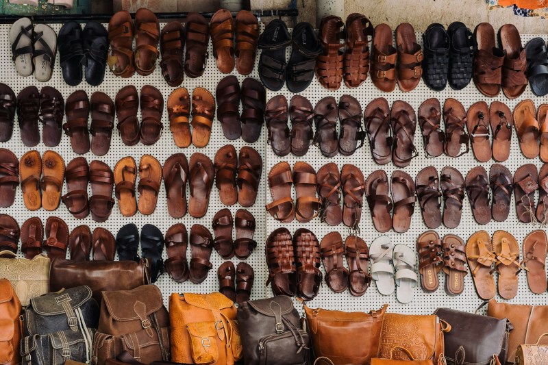 sandals in a store