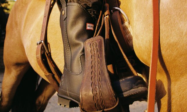 hunter boot in saddle