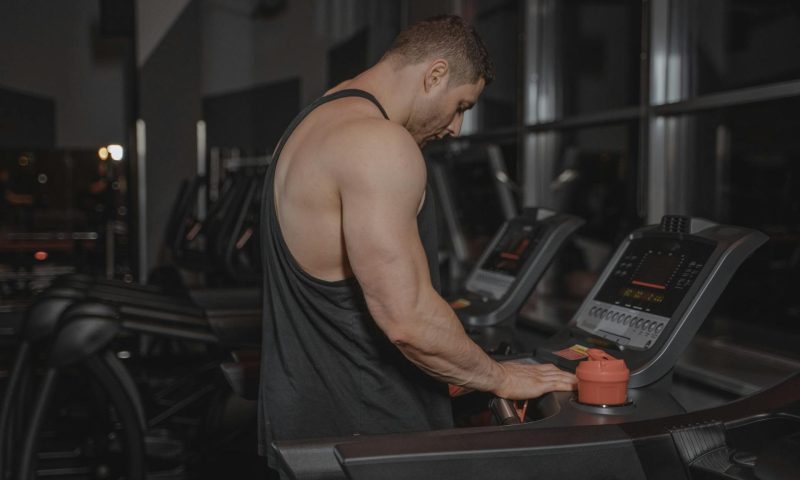 man walking on treadmill