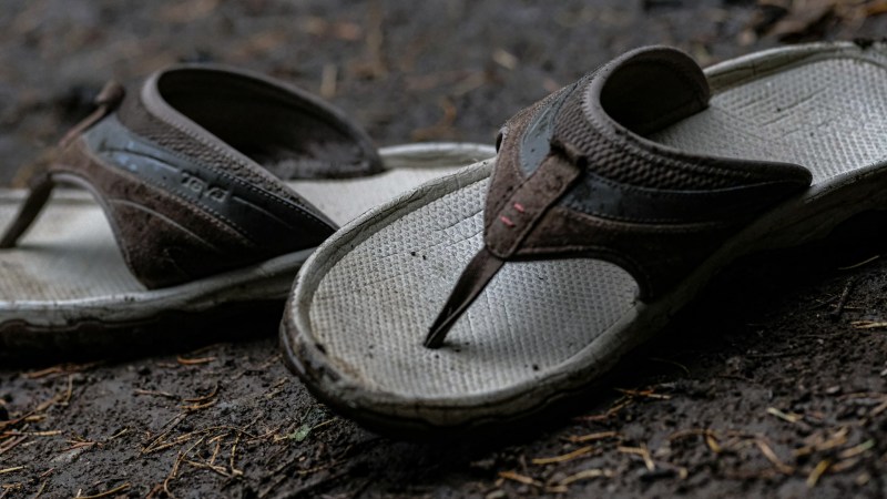 close up on dirty sandals