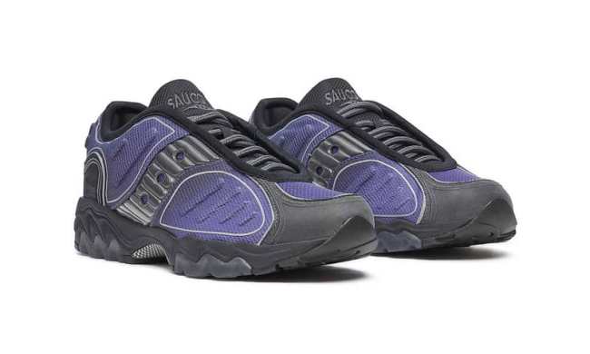 pair of purple gradient saucony sneakers