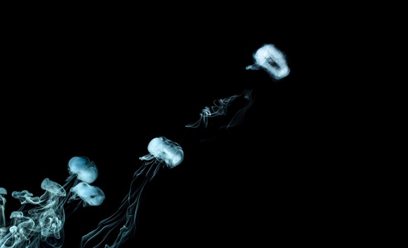 smoke rings against black background