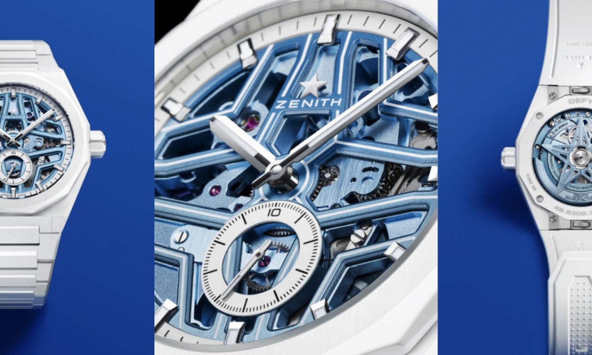 Skyline skeleton surfer ceramic blue background
