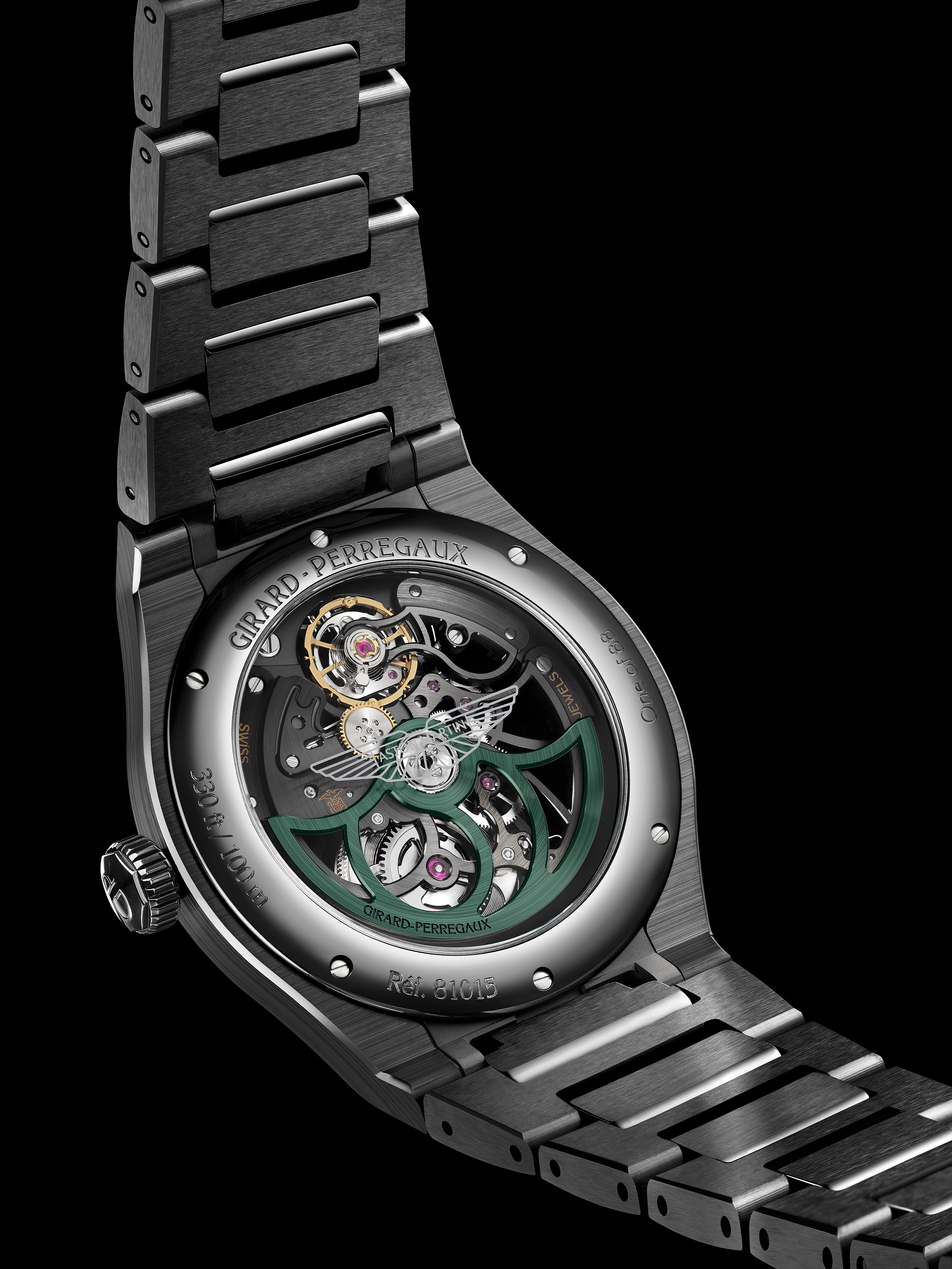 The breathtaking Laureato Skeleton Aston Martin Edition from the back
