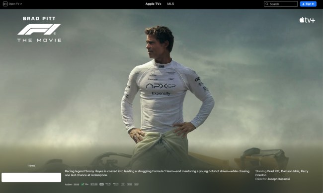 F1 The Movie available on Apple TV+.