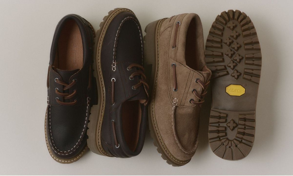 line up of lug boat shoes