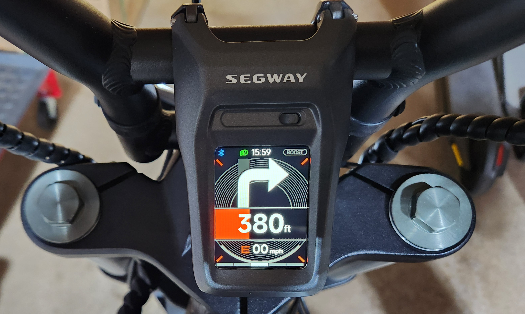 Segway Xyber display screen in navigation mode.