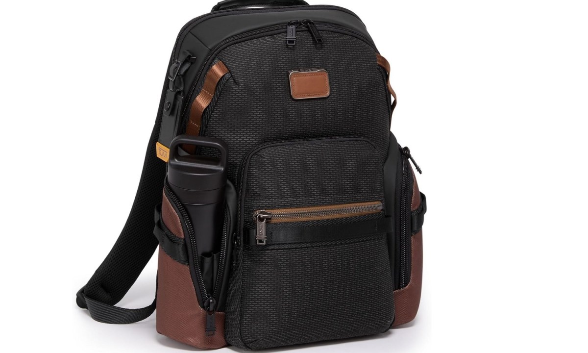 The Tumi Alpha Bravo Navigation Backpack on a white background.