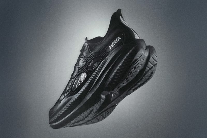 black hoka mach x caged sneaker