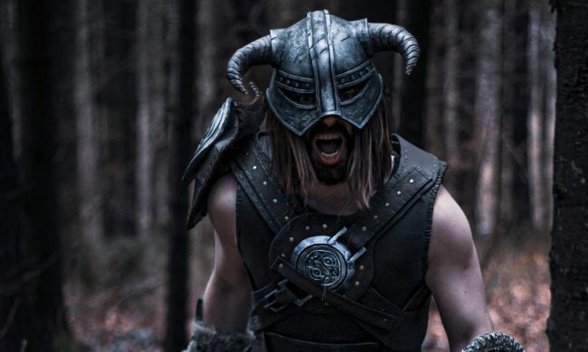 man dressed as Viking