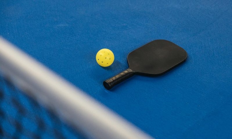 pickleball paddle and ball