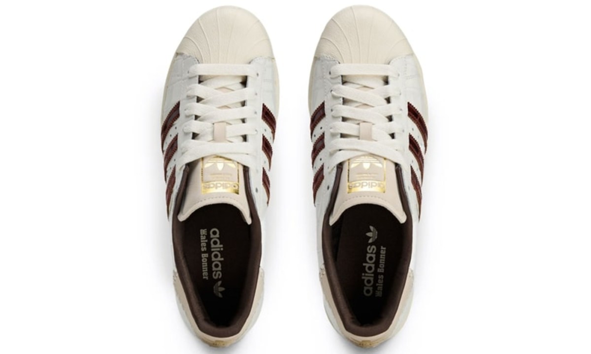 overhead view of adidas superstar sneakers