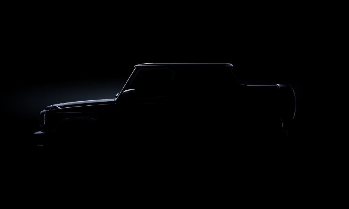 G-Class Cabriolet teaser image with faint lighted outline.