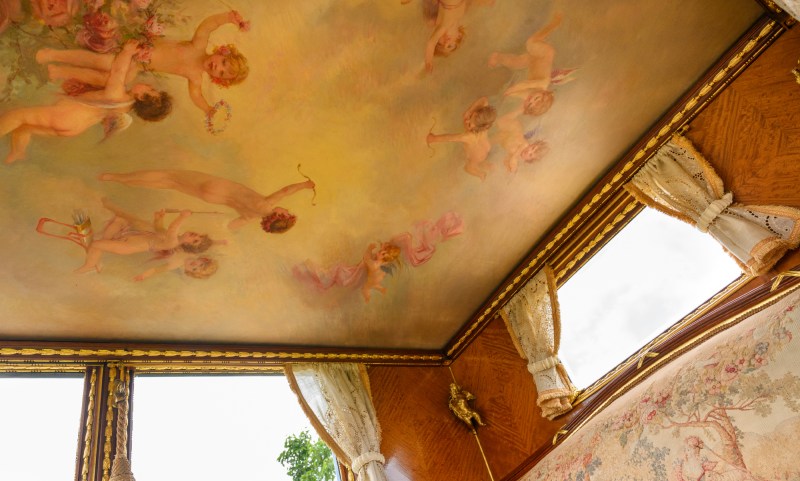 The Phantom of Love Rolls Royce Interior shot of ceiling.