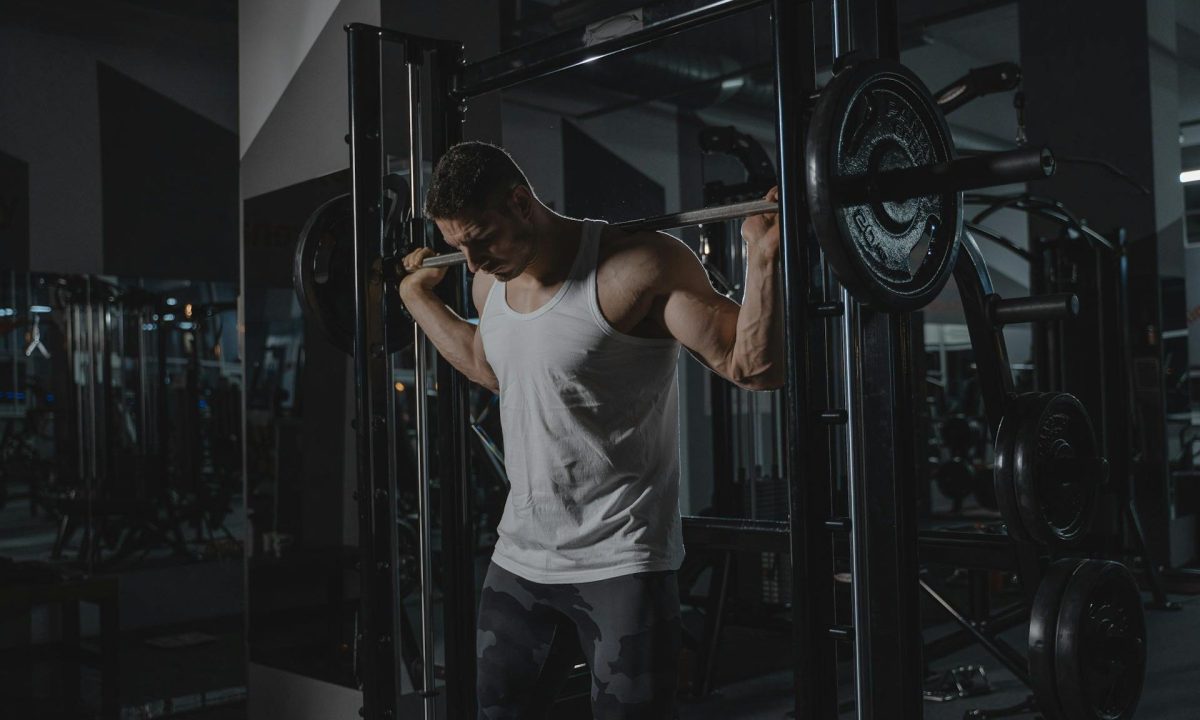 Man barbell gym