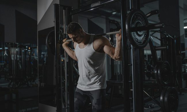Man barbell gym